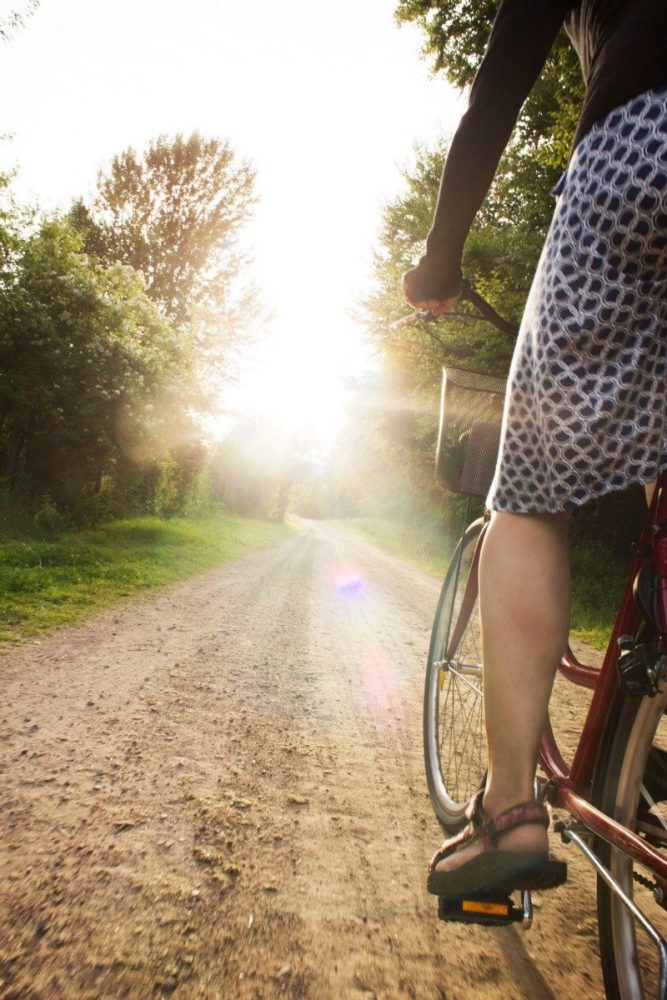 women on a bicycle in sweden 